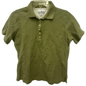Womens M Outer Banks Light green olive Polo Shirt Golf Tennis Pickleball button